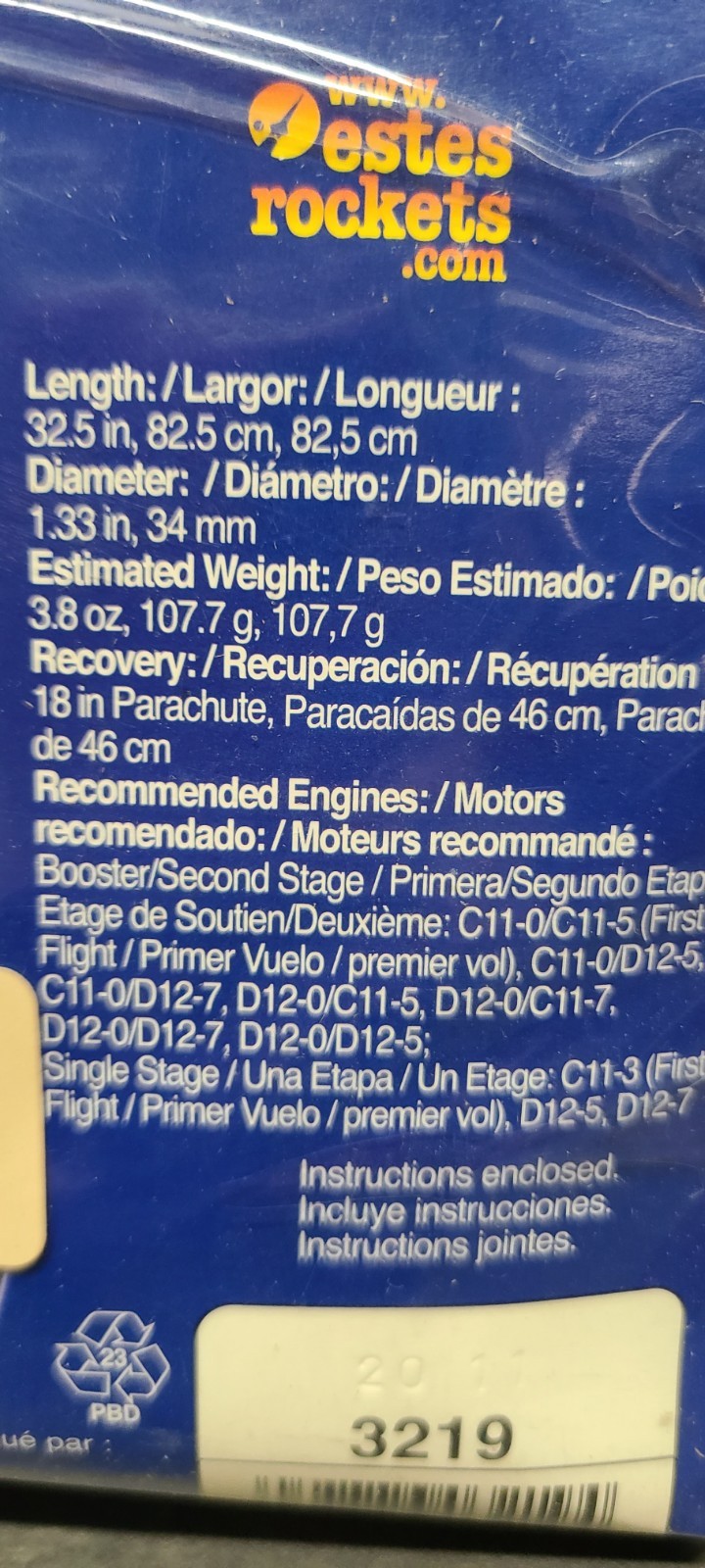 Estes Air Commander Flying Model Rocket Kit #3219 Model Rocket New Sealed