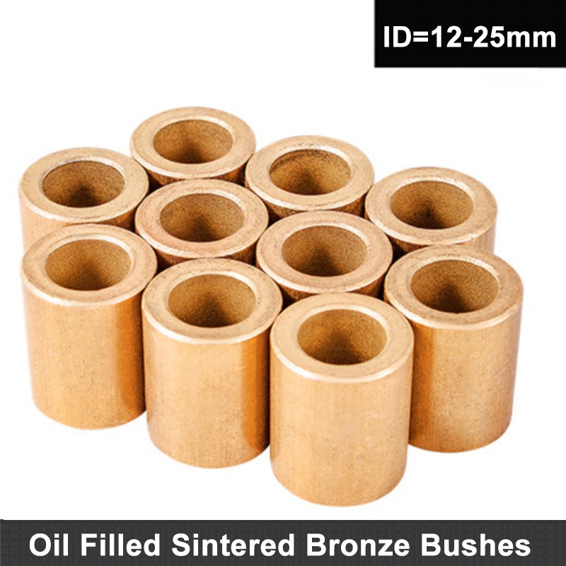 Metric Plain Oil Filled Sintered Bronze Bushes - Bore 12 to 25mm - Choose Size