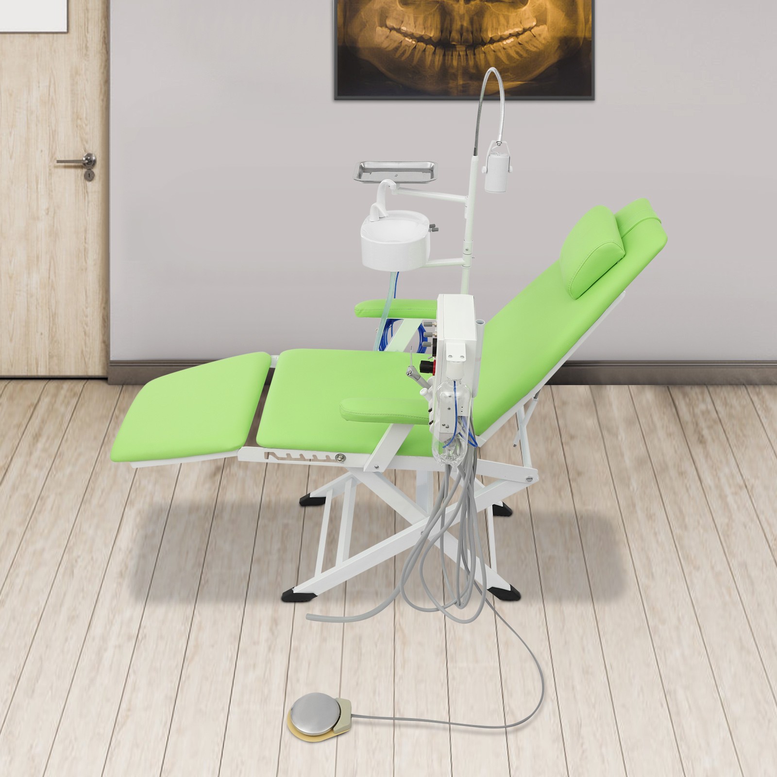 Dental Chair with Air Compressor and Cuspidor Portable Folding Treatment Unit