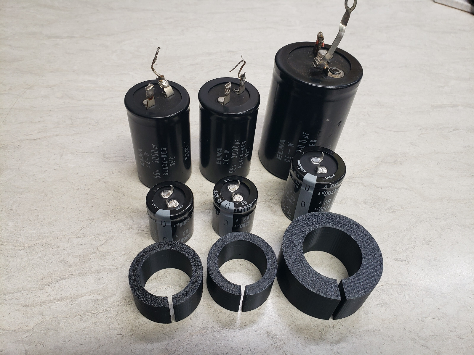 2xPC 35mm to 25mm Vintage Capacitor Recap Rebuilt Retrofit Spacers Rings Fillers