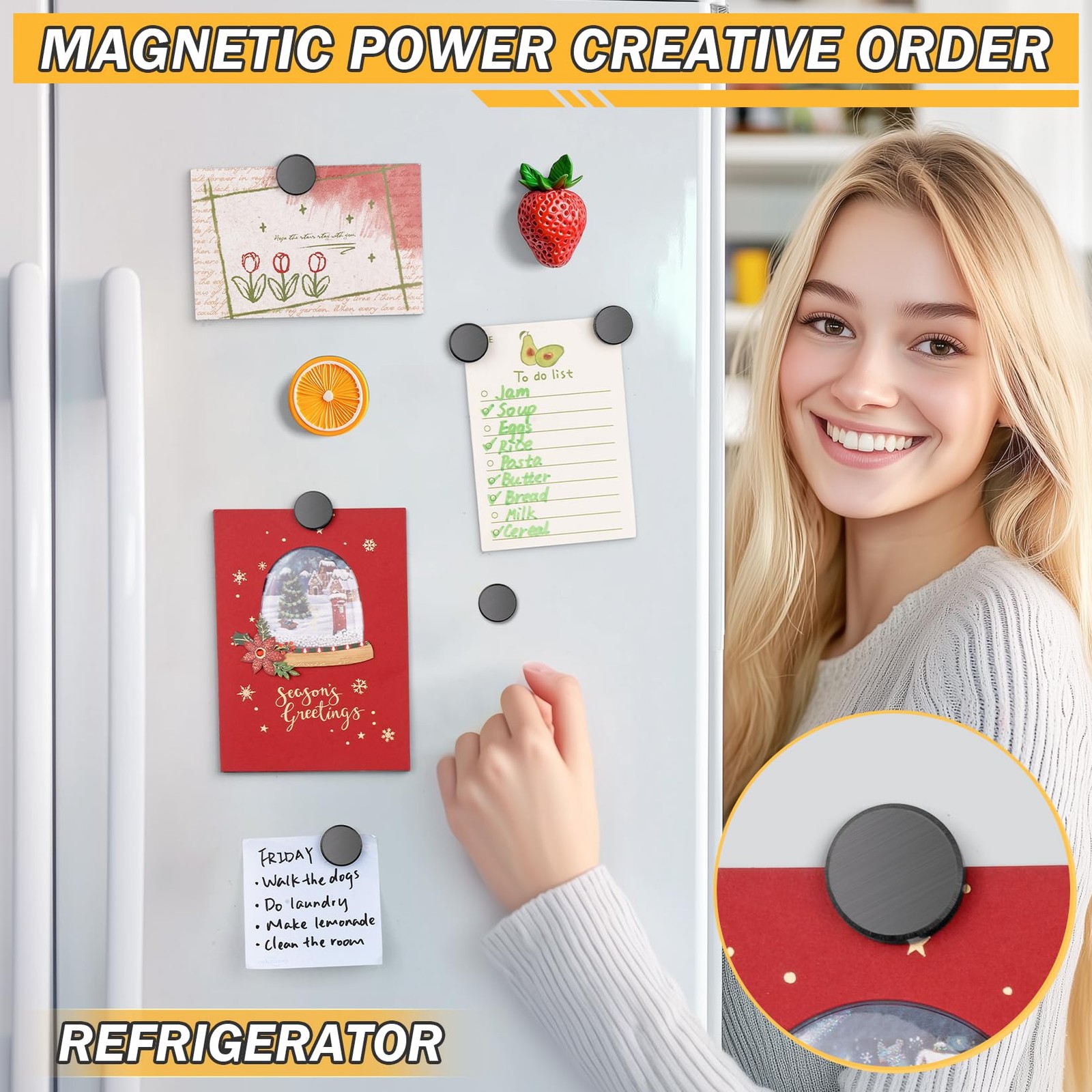 20Pcs Magnets for Crafts with Adhesive Backing, Round Ferrite Craft Magnet with
