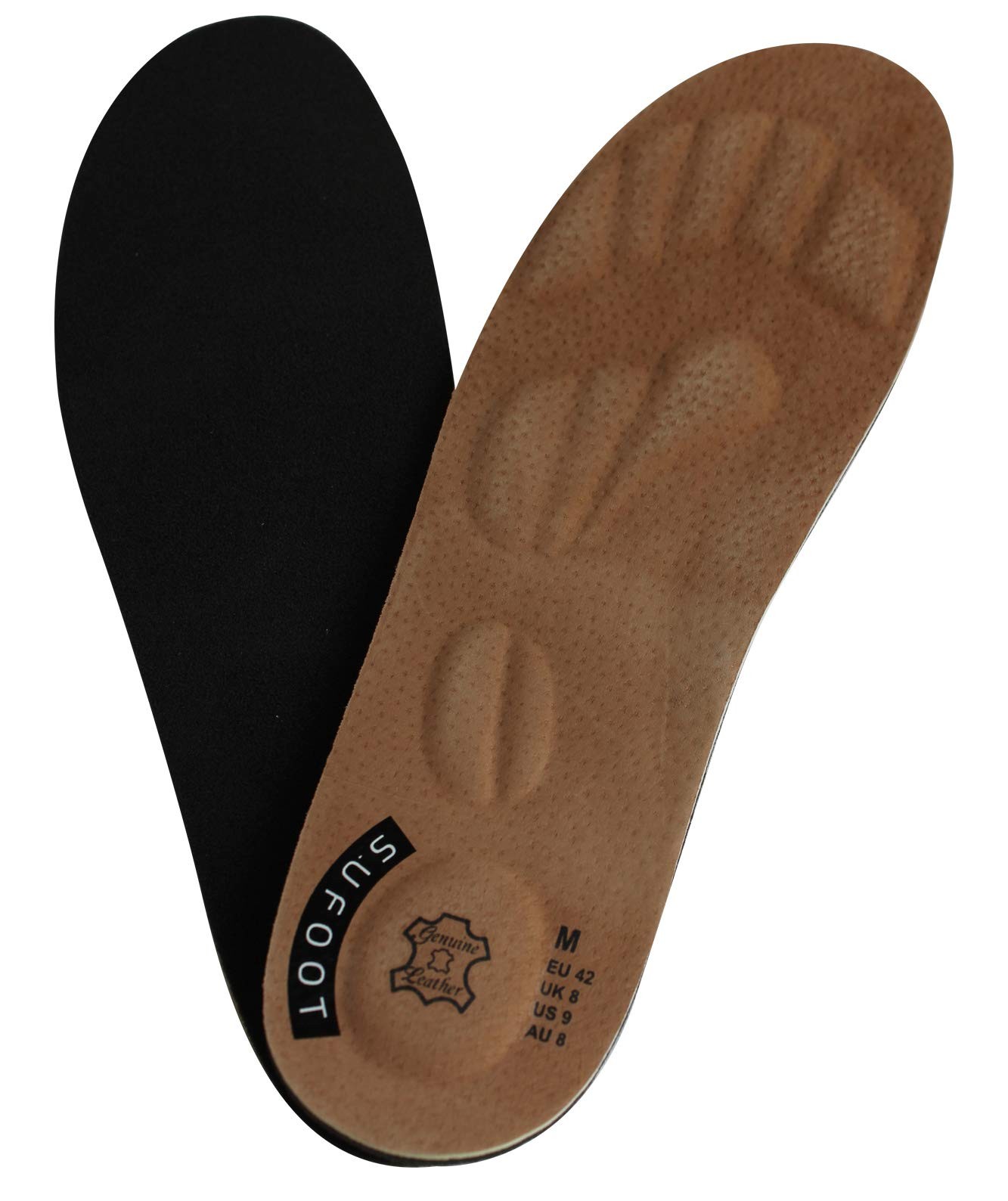 ® Genuine Leather 3D Reflex Orthotic Arch Support Heel Metatarsal Cushion Foo...