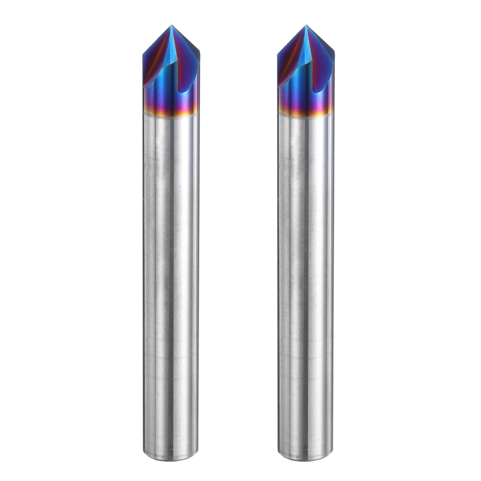 2Pcs 90 Degree V Groove Engraving Router Bits Tip and 3 Flutes 1/4 Inch Shank