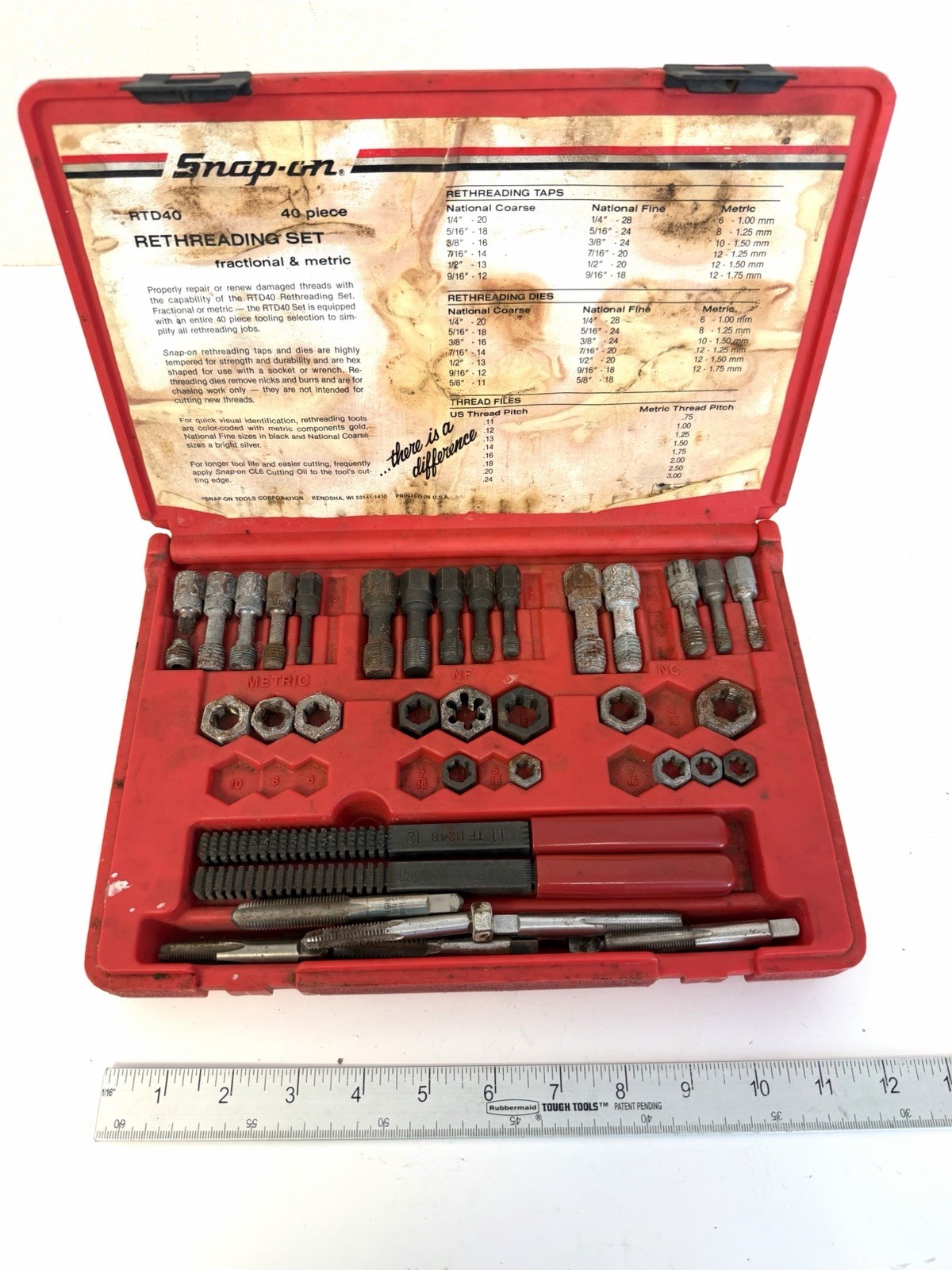 Snap-on RTD 40TH 40-piece Fractional and Metric Rethreading Set SEE DETAILS