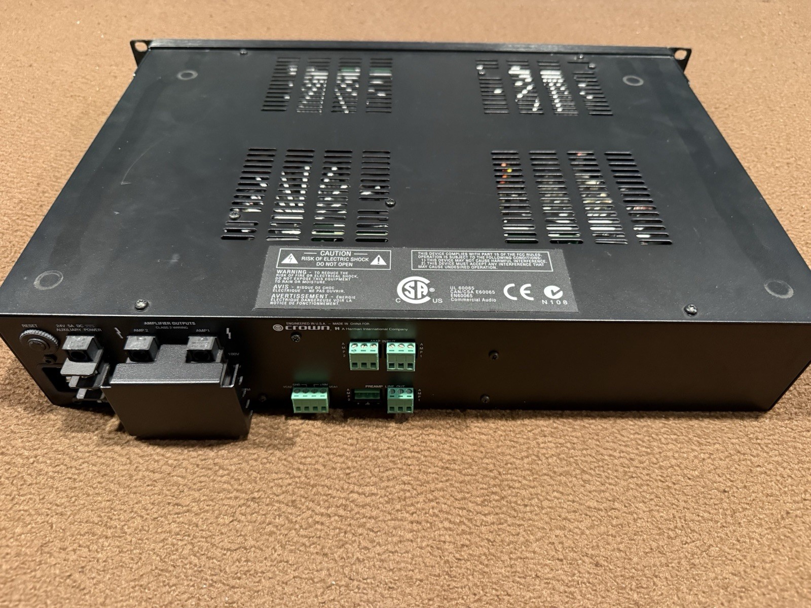 Crown 280A 2x80 Watt Power Amplifier for Two-Zone Systems, 4-ohm, 70V & 100V