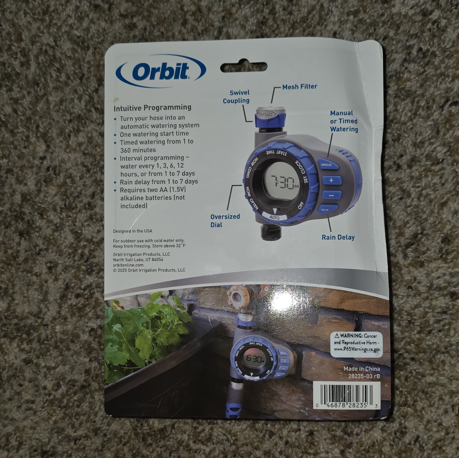 Orbit 1-Outlet Programmable Digital Hose Timer w/ Rain Delay 28235-03