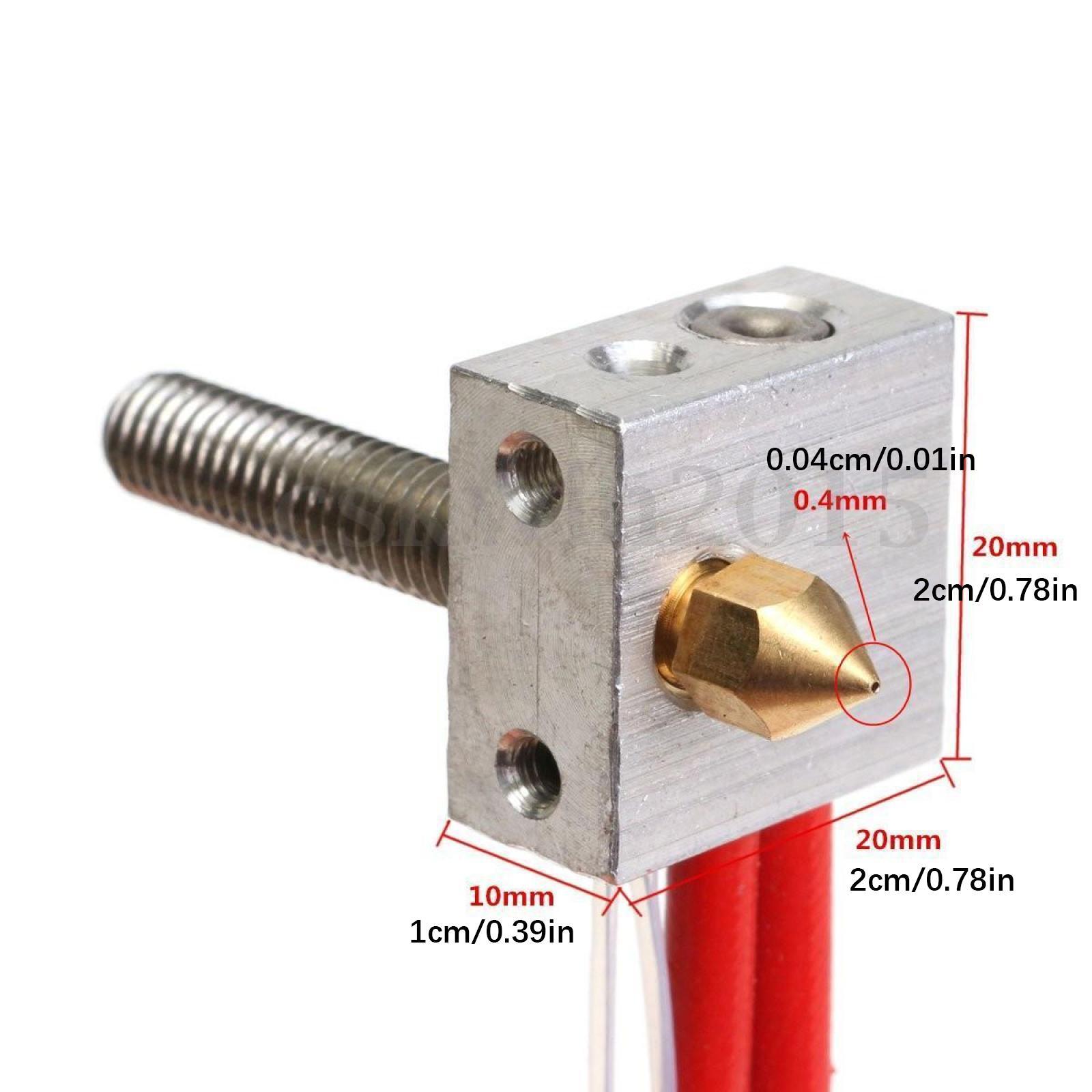 3D Printer MK8 Assembled Extruder Hotend Kit 1.75 to 0.4mm Nozzle Heating Block