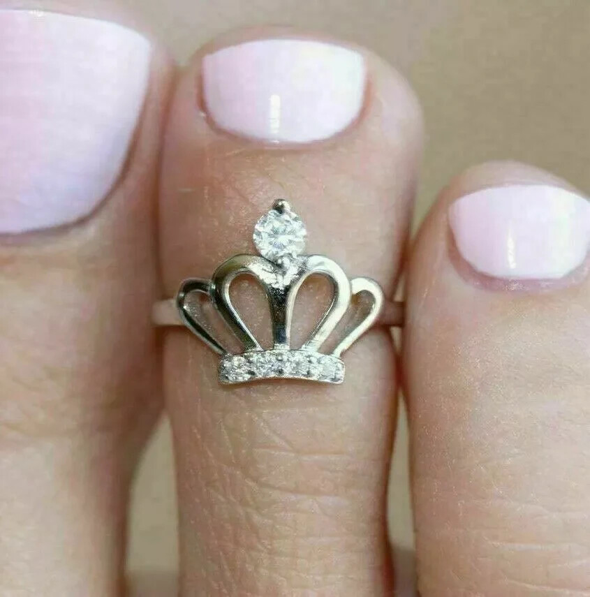Women Adjustable Toe Ring 14K Yellow Gold Plated 1Ct Round Cut Simulated Diamond