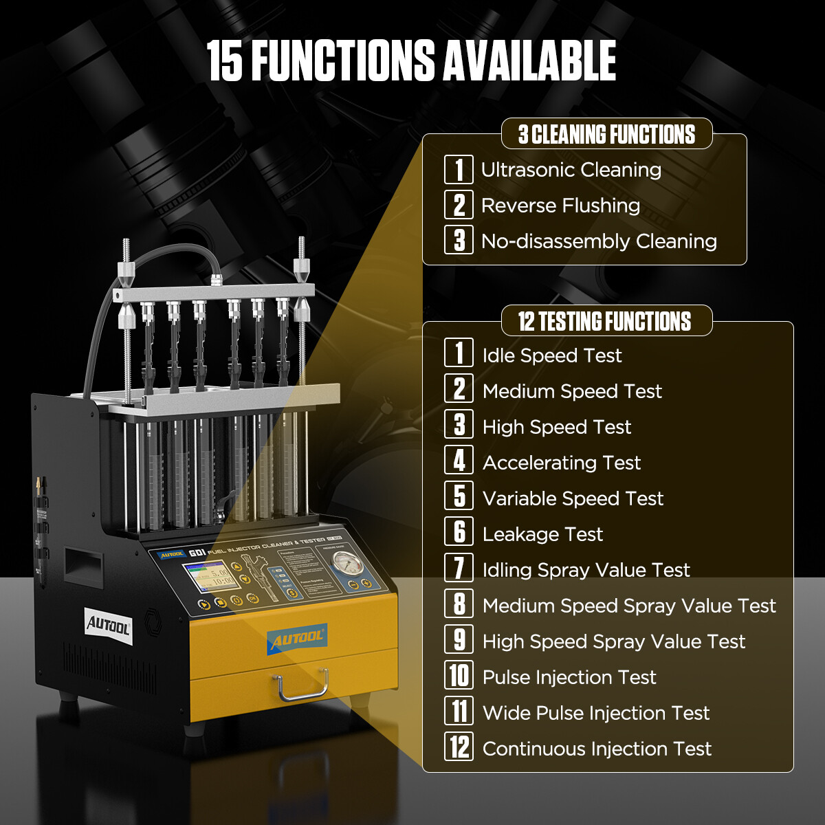 AUTOOL CT500 GDI Injector Tester Cleaner Ultrasonic Petrol Car Cleaning Machine