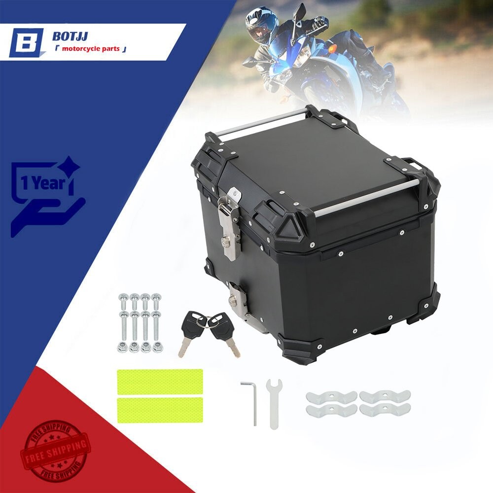 45L Motorcycle Top Case Tail Box Waterproof Luggage Scooter Trunk Storage Black