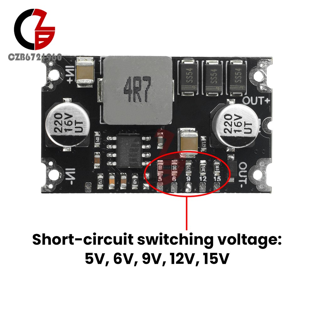 6A Step-Up Module Boost DC 3-15V to 5V/6/9V/12V/15V Short-Circuit Protection TVS