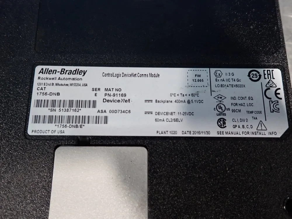 ALLEN BRADLEY COMMUNICATION MODULE 1756-DNB