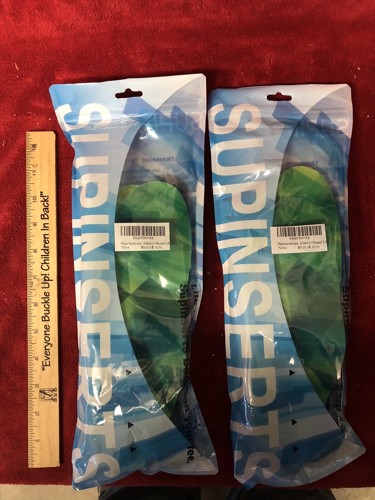 2 New Pairs Supinserts Plantar Fasciitis Insoles - Women/Men - M 5.5-7  W 7.5-9