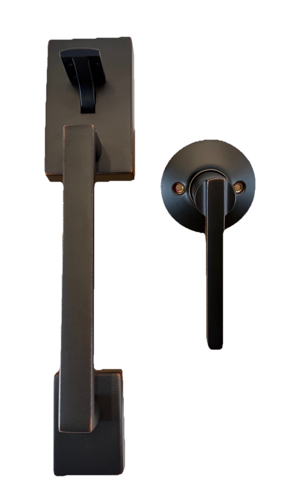 Schlage Century Entrance Handle W/ Latitude Lever In Aged Bronze FE285CEN716LAT