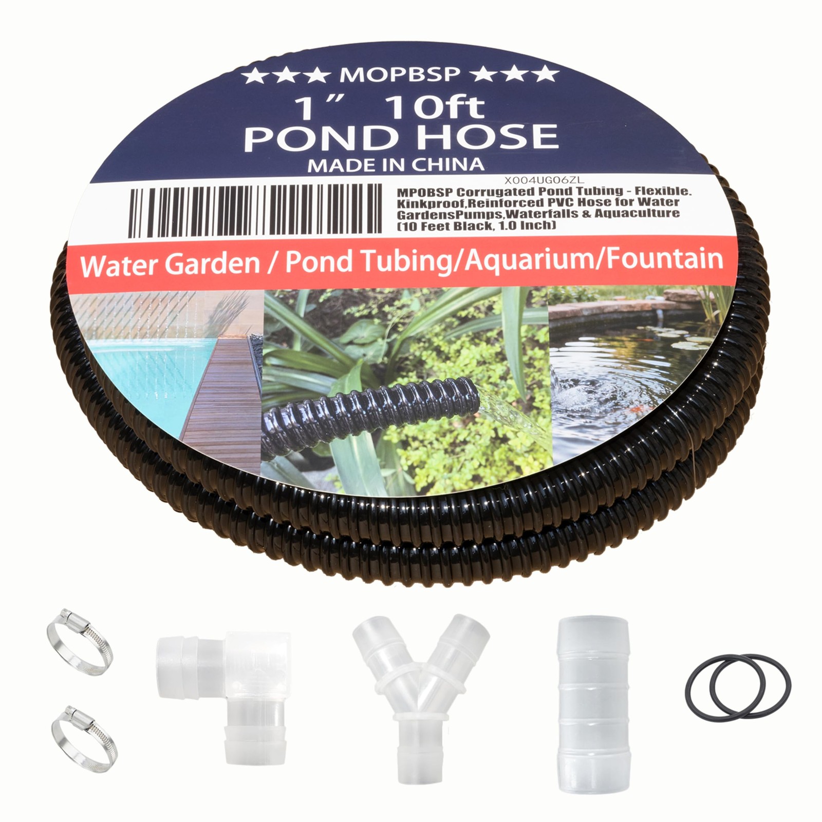 MPOBSP Corrugated Pond Tubing - Flexible, Kinkproof, 1.0 Inch, 10 Feet Black