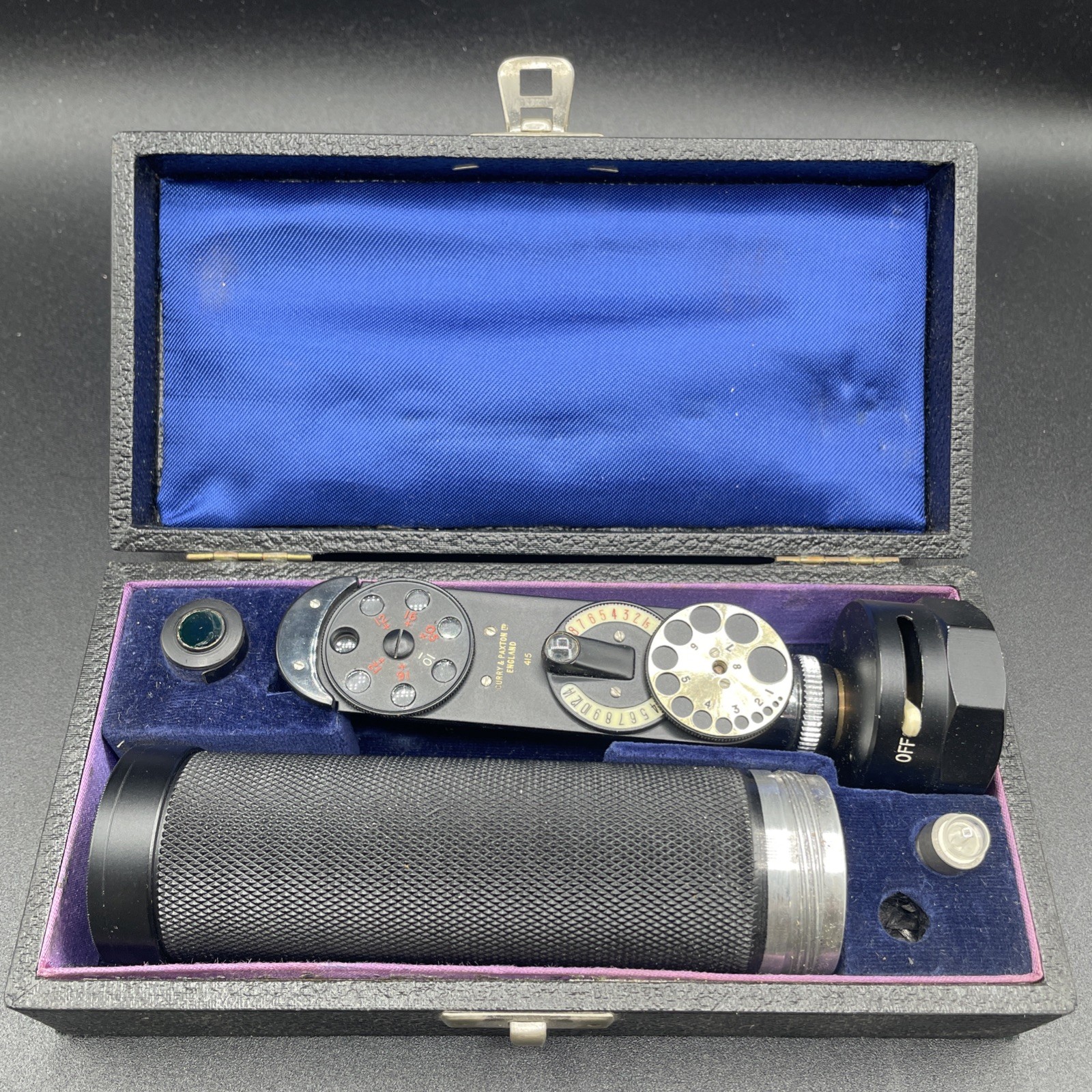 Rare Antique Working Curry & Paxton Ophthalmoscope in original case!