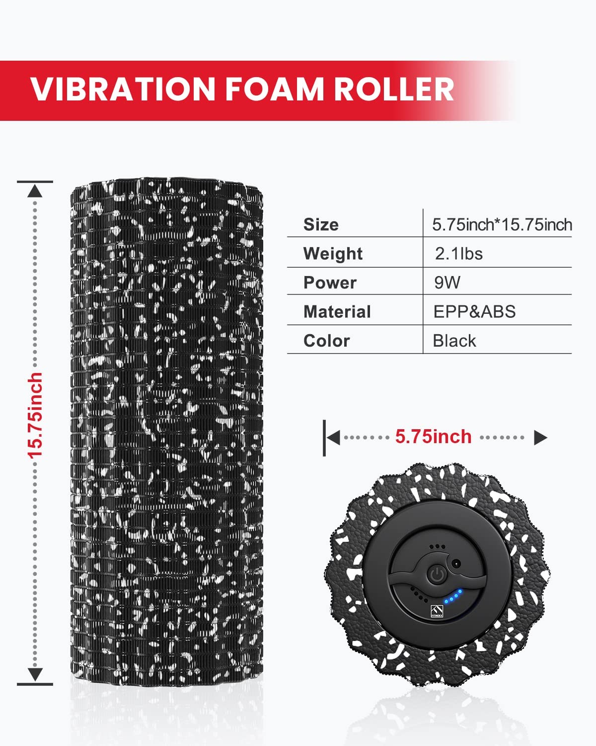 Vibrating Foam Roller for Exercise,4 Vibration Speeds,Rechargeable