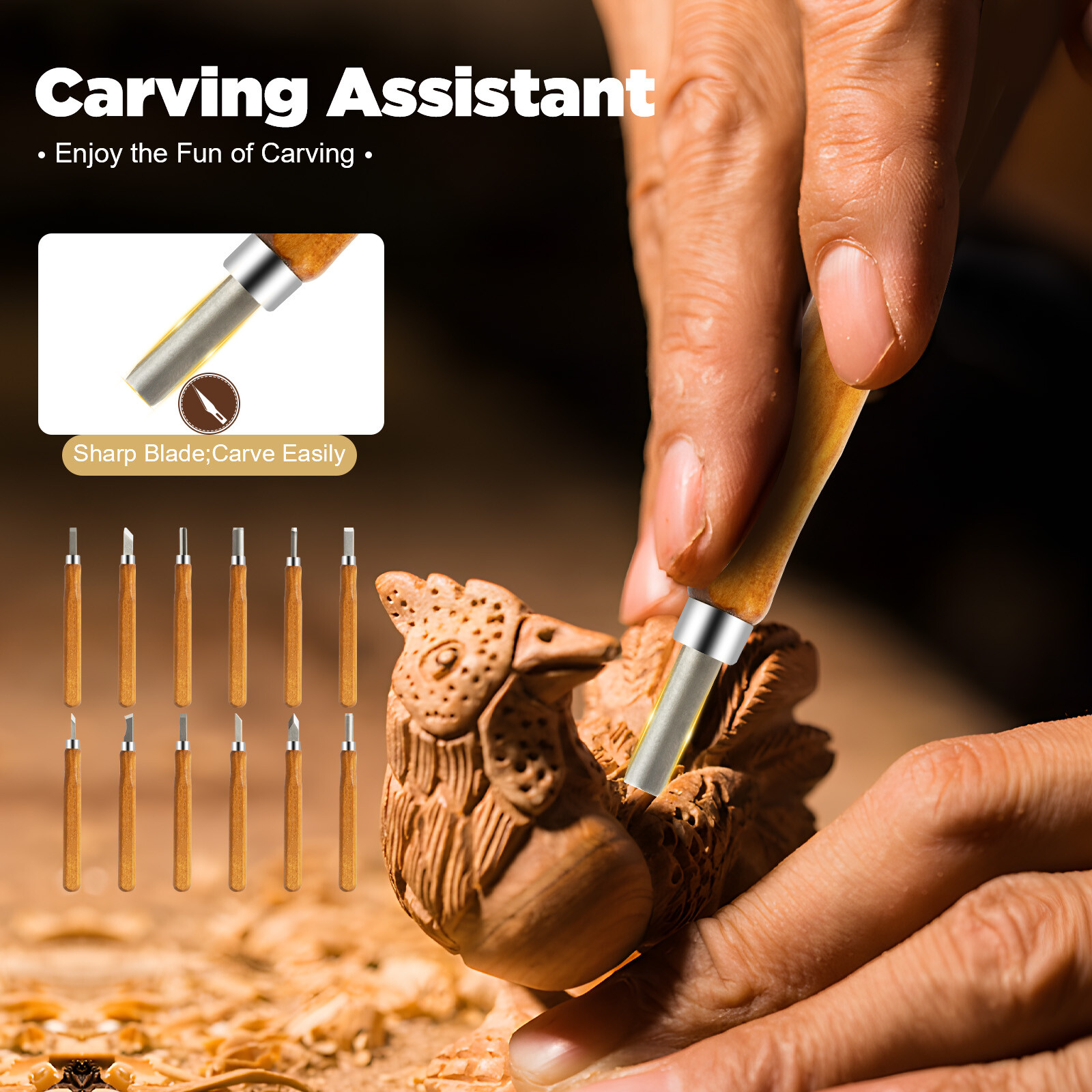 12 Pcs Wood Carving Tools Set Storage Case for Printmaking and Cork Carving