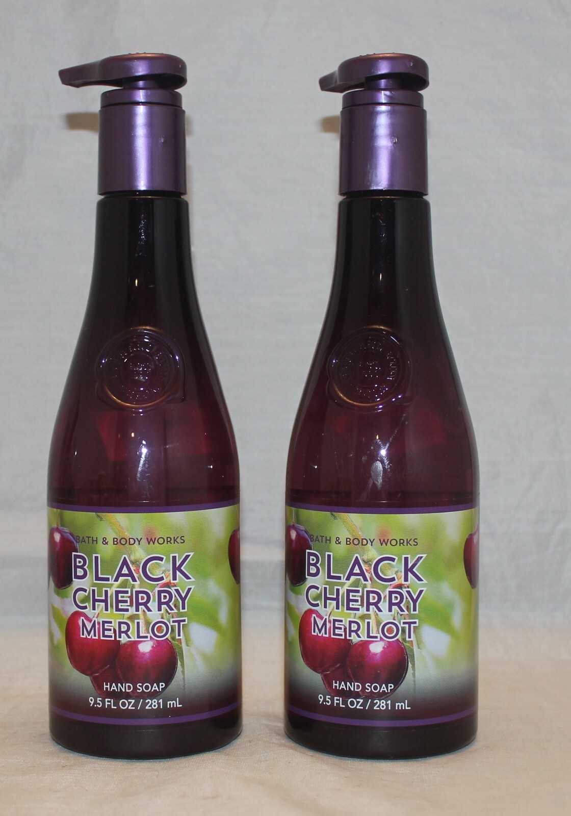 2 Bath & Body Works Wine Bottle Shaped Black Cherry Merlot Nourishing Hand Soap