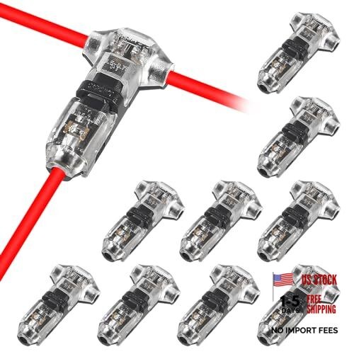 10 Pack T Type 1 Pin Low Voltage Wire Connector, Quick Solderless Wire Splice
