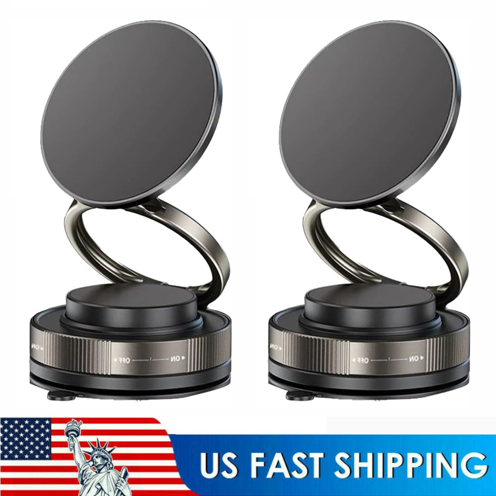 2pcs Vacuum Magnetic Phone Holder for Car – Suction Car Mount, 360° Adjustable