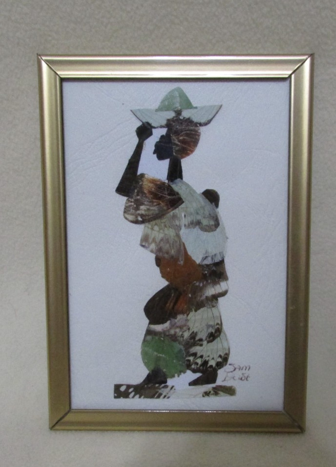 African Mosaic Butterfly Winged Art Signed by Sam Dube South Africa 4"x 6"