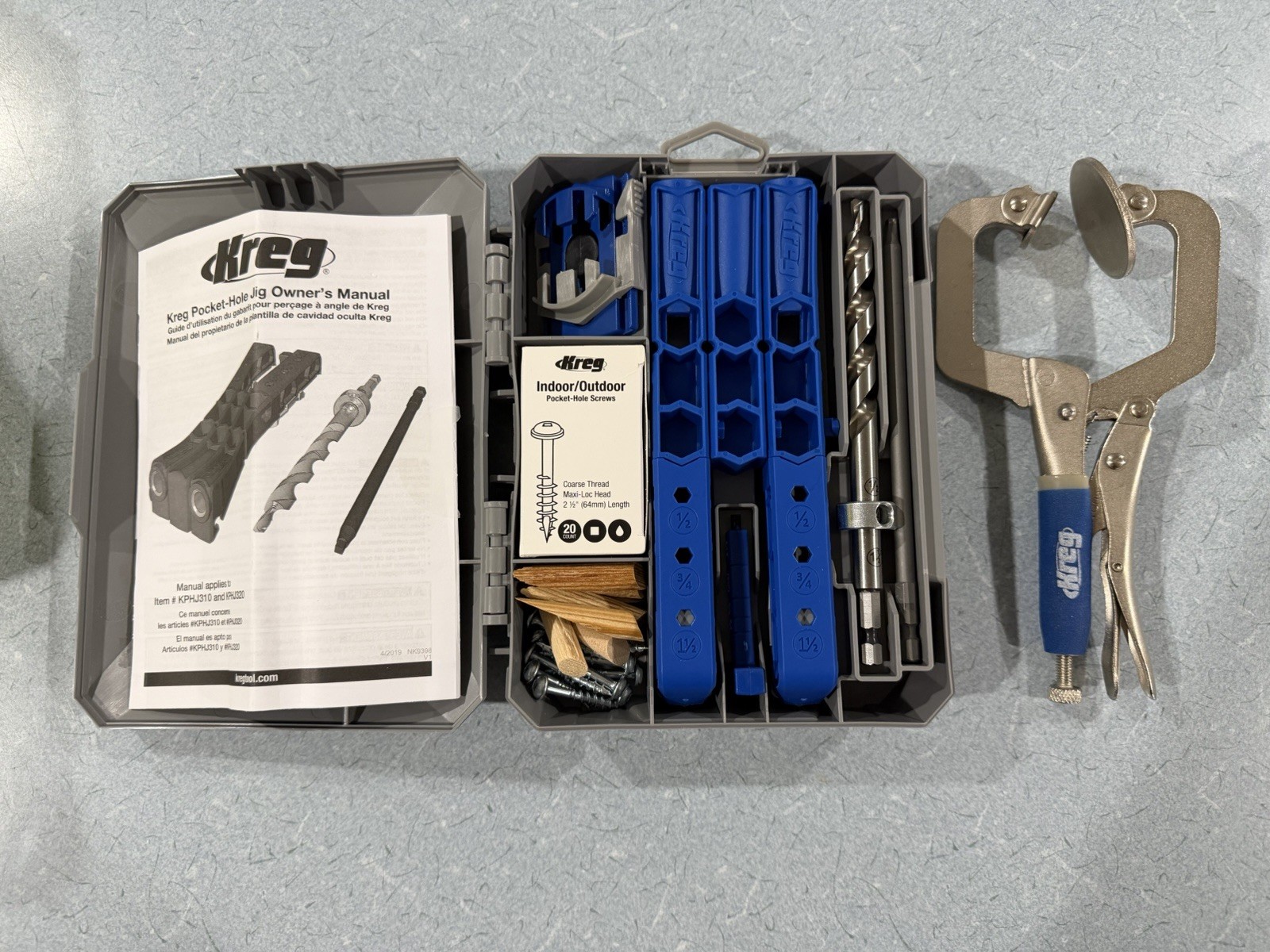 Kreg KPHJ320-22 Pocket-Hole Jig 320 with Classic 2 Inch Face Clamp NEW Open Box