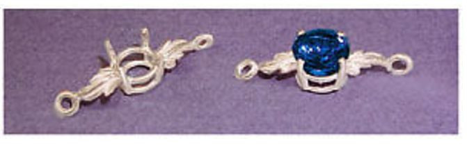 8mm ROUND & LEAF STERLING SILVER BRACELET LINK SETTING
