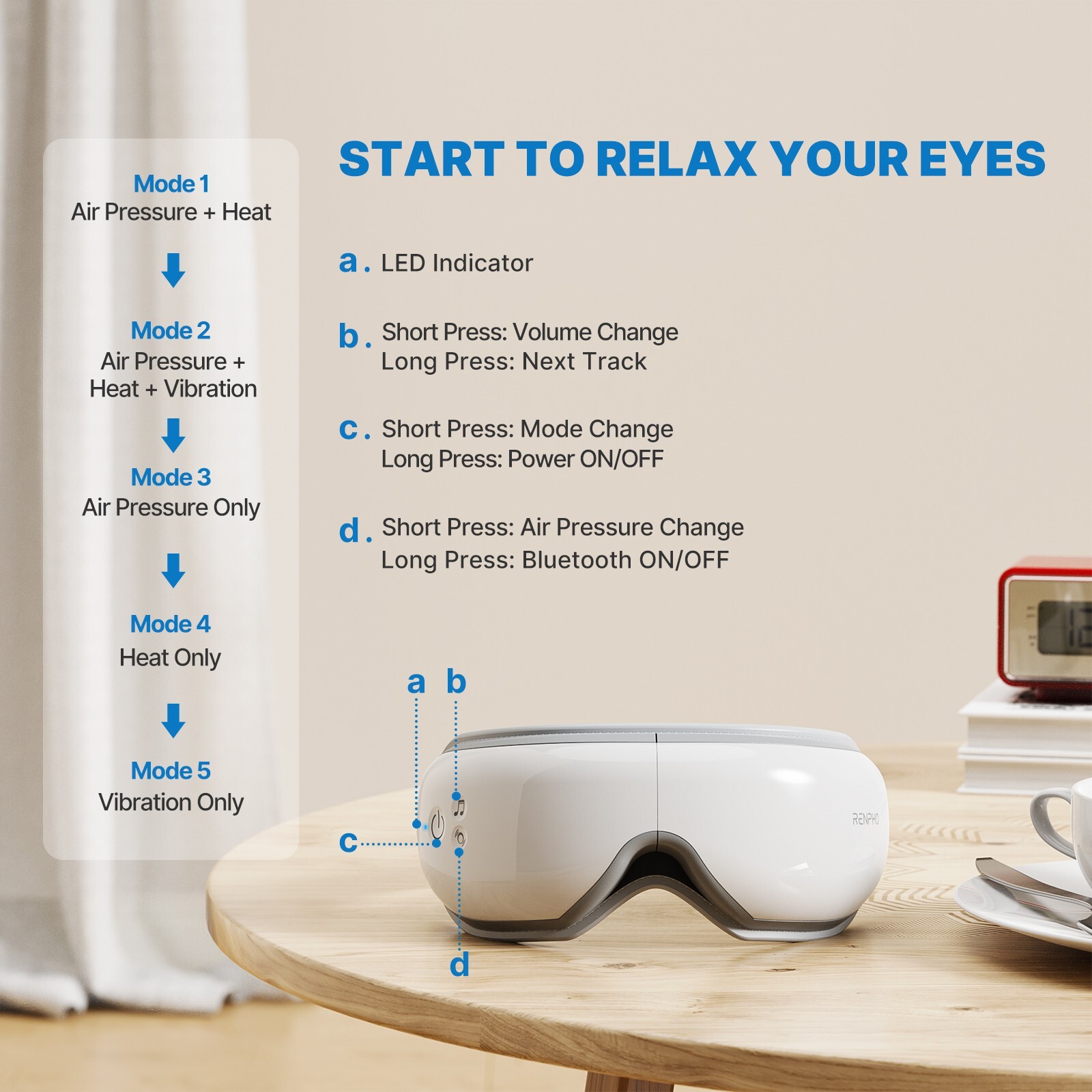 Electric Vibration Eye Massager w/ Bluetooth Eye Relieve Fatigue relaxing Machin