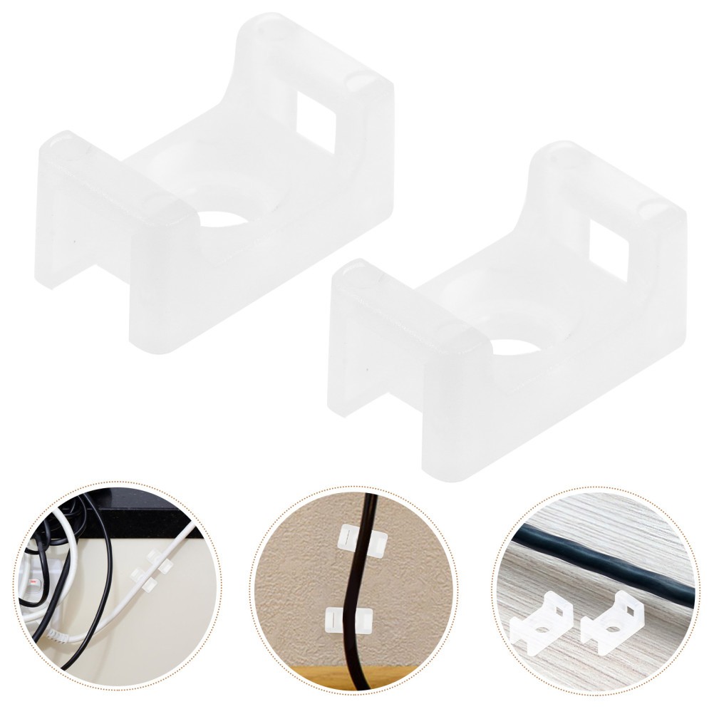 100Pcs Durable Reusable Nylon Saddle Cable Tie Holder White with Screw Hole