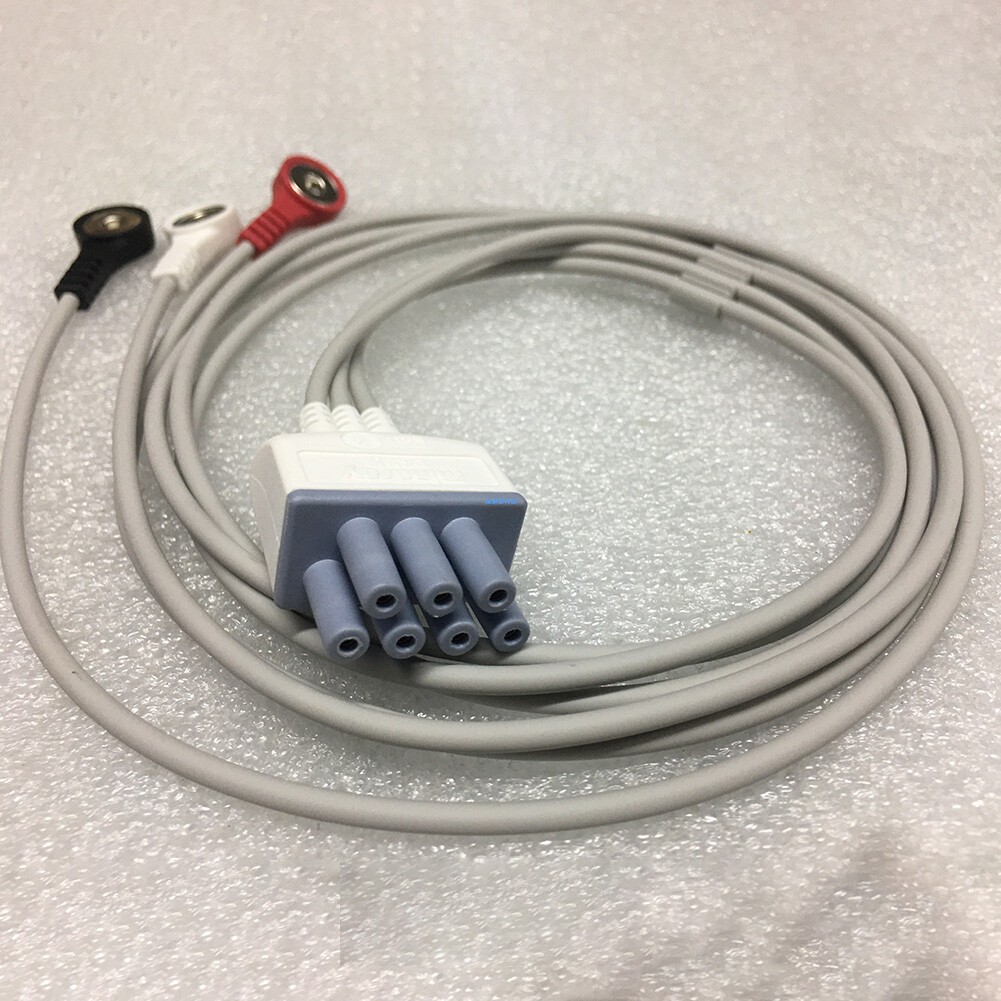 115-004867-00 EY6302B 3 Lead Telemetry AHA Snap ECG Cable for Patient Monitor Re