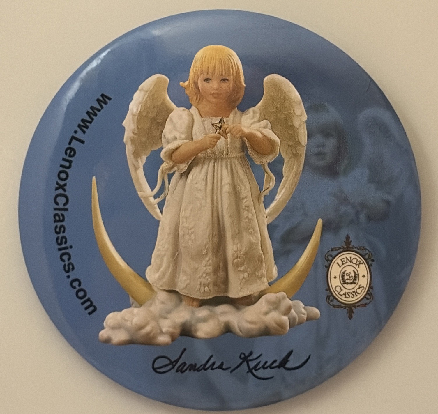Lenox Classics Sandra Kuck Twinkle Angel Magnet/Pinback Button Good Condition