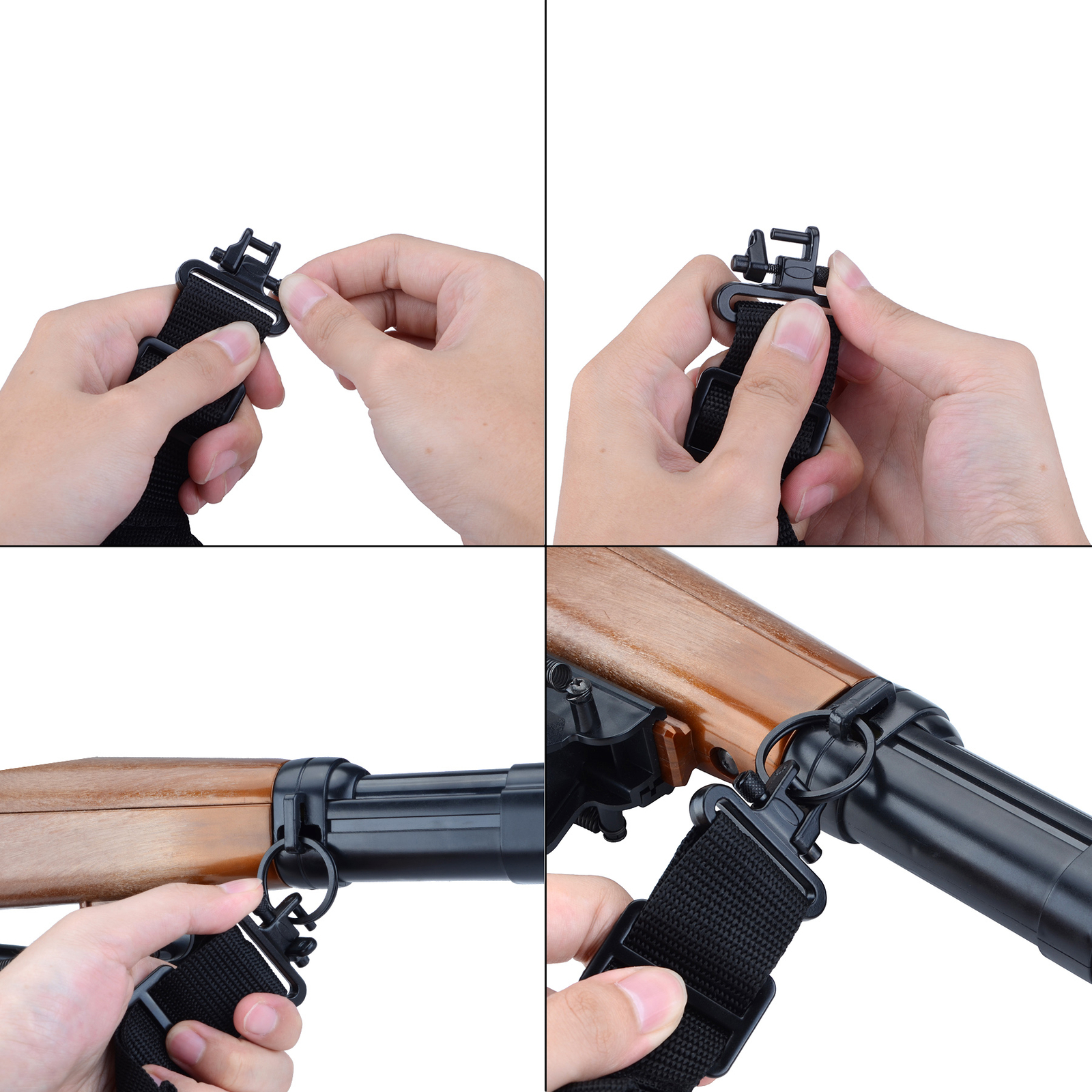 Black Shotgun Sling with 15 Shell Holder, 2 Point Non-Slip Adjustable Sling