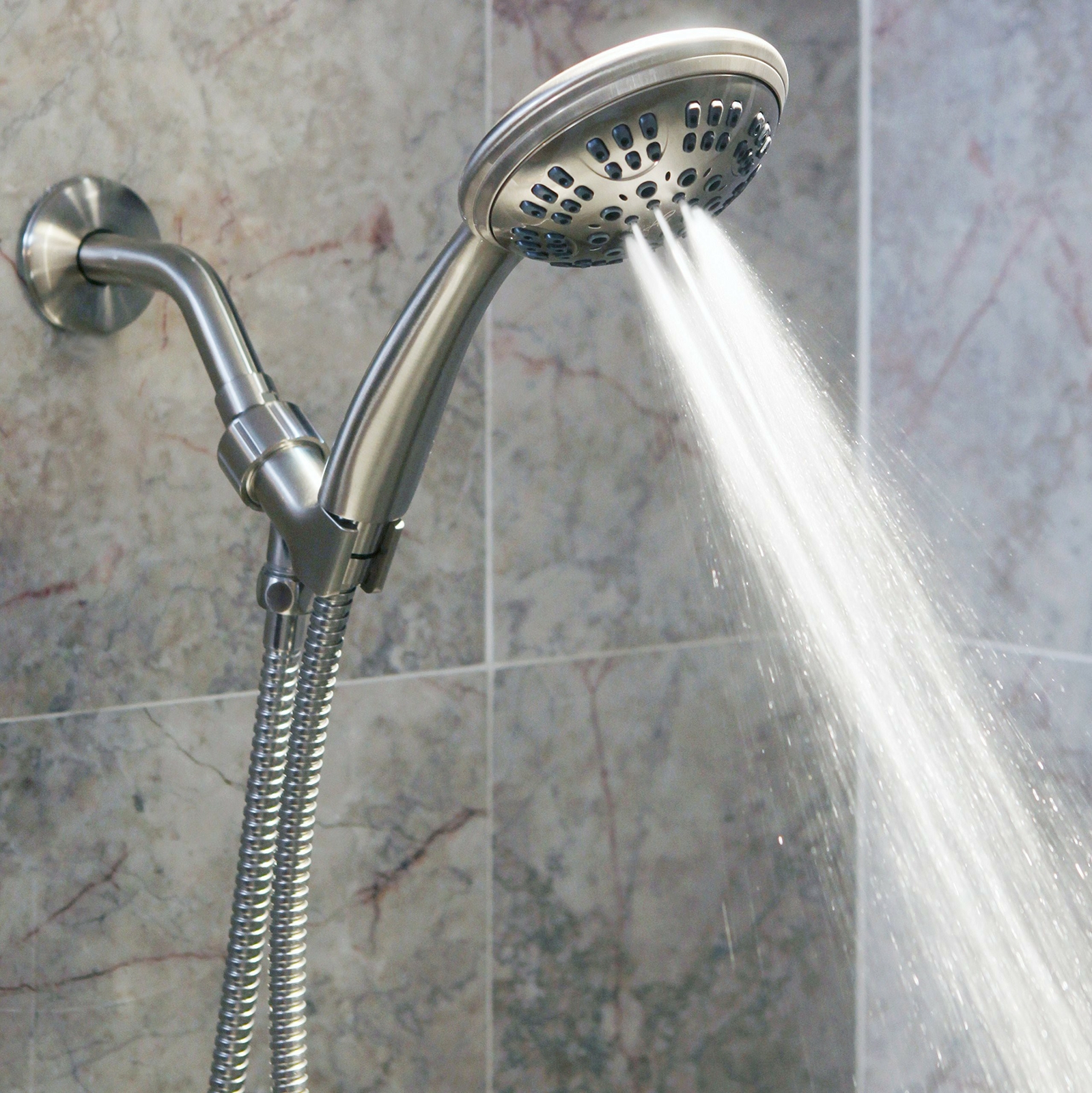 6 Function Handheld Shower Head Kit (Aqua Elegante) - Brushed Nickel - 2.5 GPM