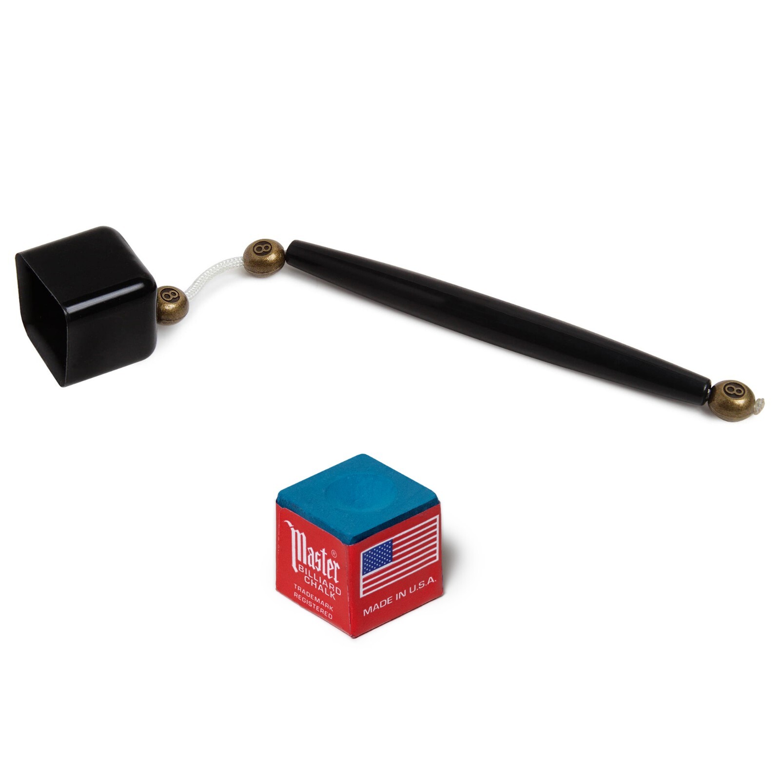 OKKO Pocket Chalker Billiard Pool Cue Chalk Holder, Black + 1 pc of Master Chalk