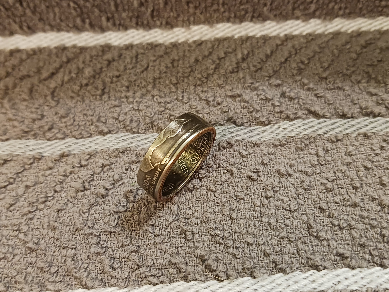 TEXAS State Washington Quarters coin ring 7 -1/2 2004 clad