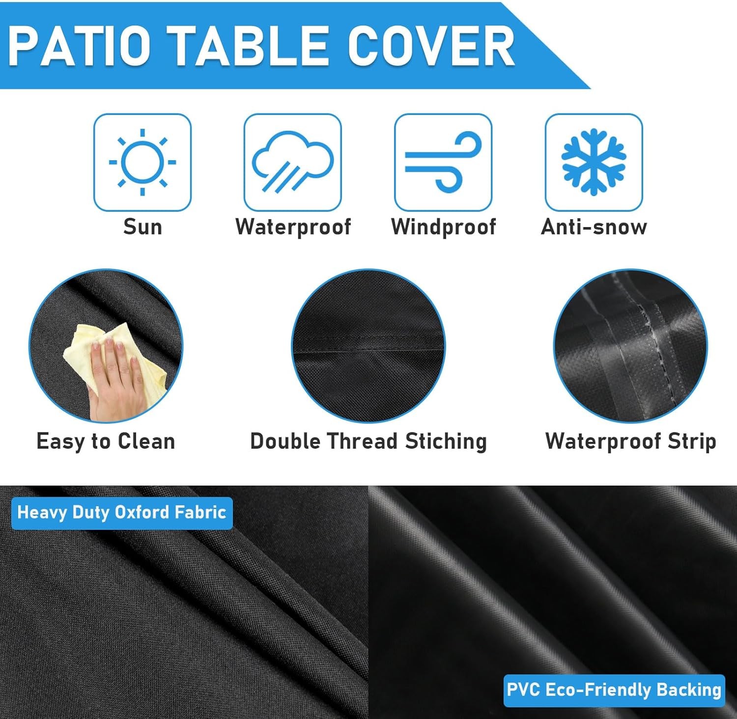 Outdoor Square Table Cover 40 Inch Waterproof Patio Square Bistro Coffee Table