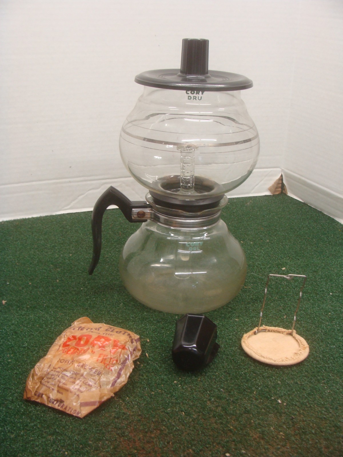 Cory Glass Vacuum DRU DRL Rod Coffee Brewer Percolator Silver Vintage Art Deco