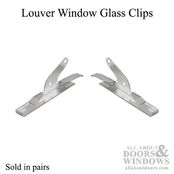Louver Jalousie Window Glass Clips 4" 1-1/8" Projection Handed Pair
