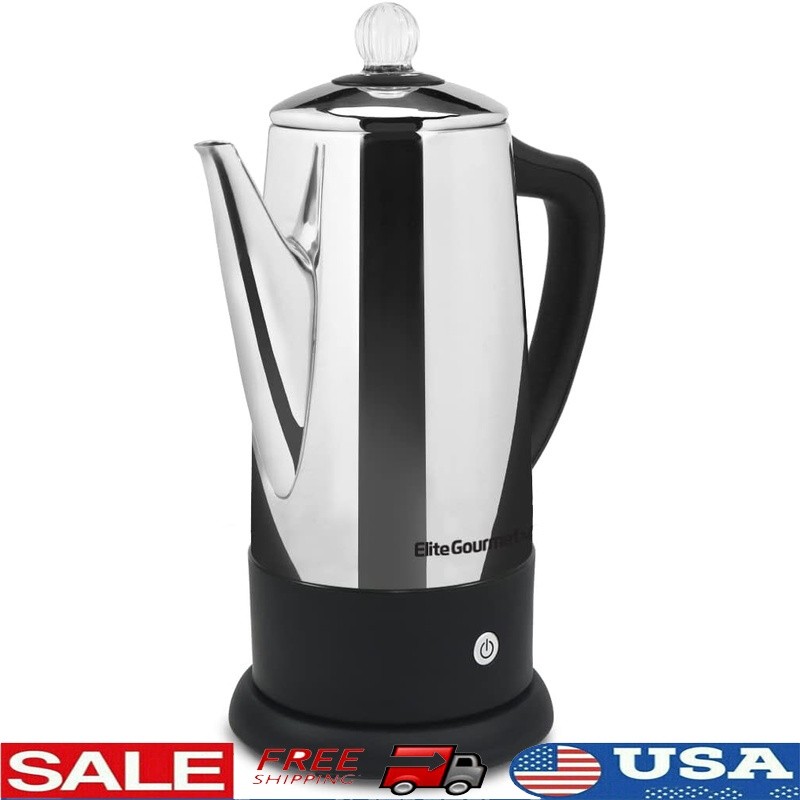 Stainless Steel Percolator Coffee Maker 12 Cups Fast Brew Automatic Keep Warm US