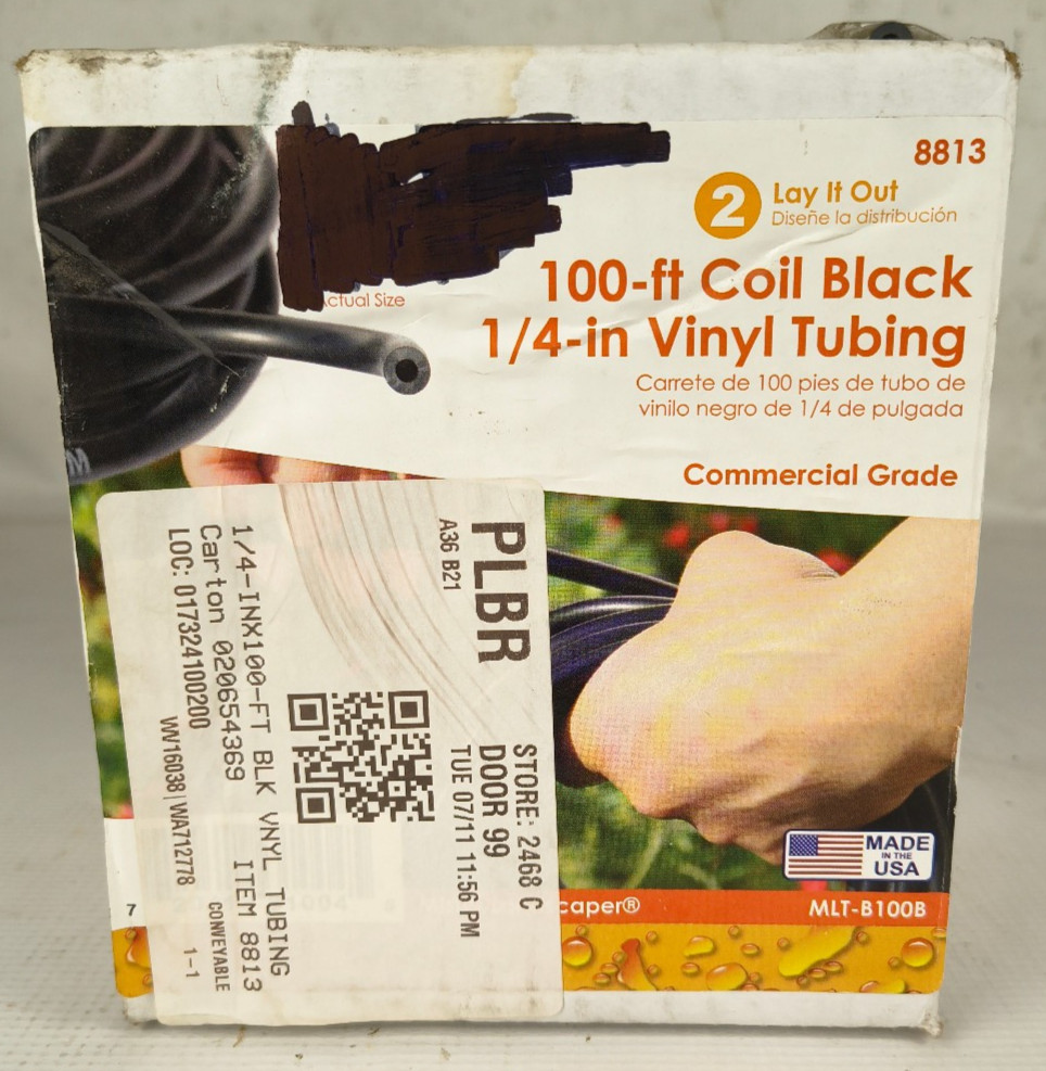 Mister Landscaper 100-ft Coil 1/4-in Black Vinyl Tubing - New Sealed - Landscape