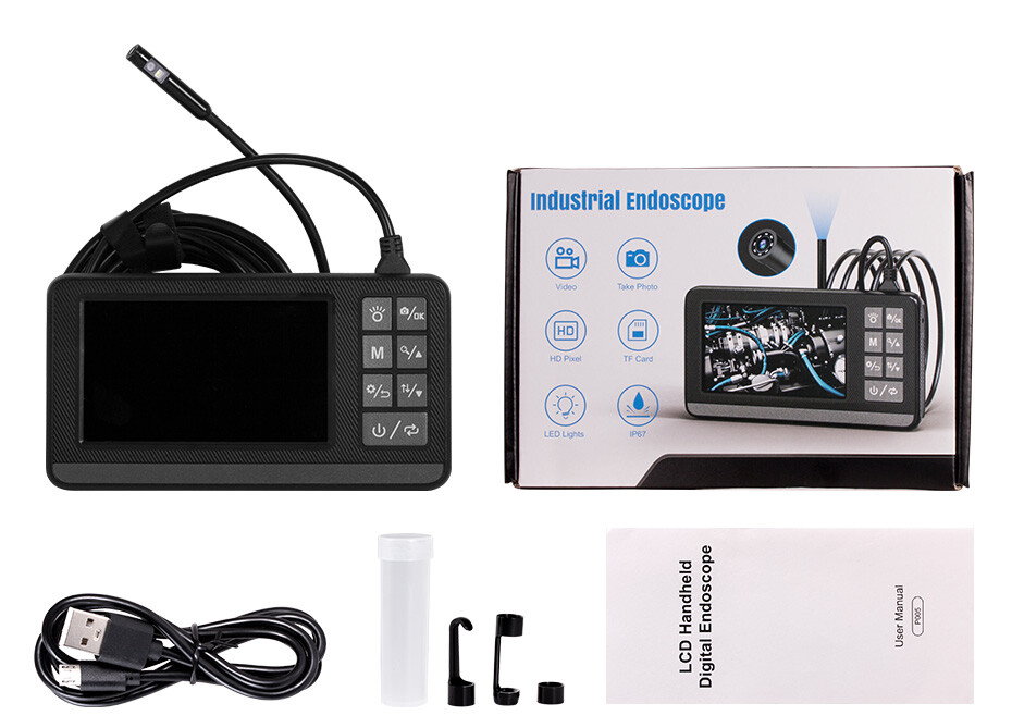 Endoscope Camera with Lights Dual Lens Borescope 16.4FT Cable 4.3" Screen 1080P