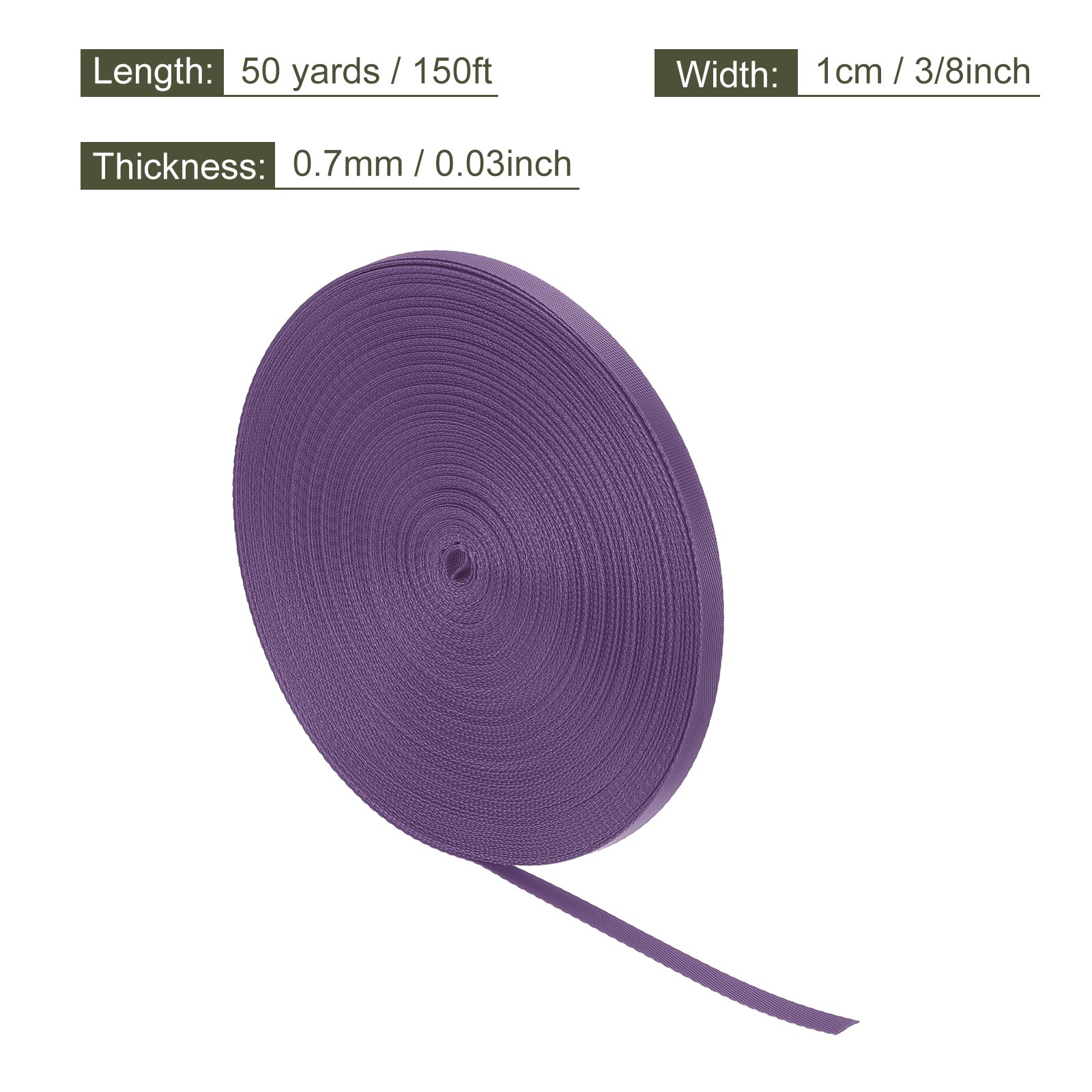 Flat Nylon Webbing Strap 3/8 Inch 50 Yards Bean Purple for Backpack