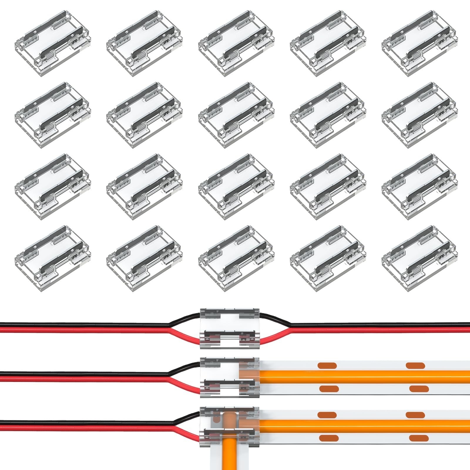 COB LED Light Connectors 10mm 2Pin 20pcs 9 in 1 LED Strip Connector, 9 types ...