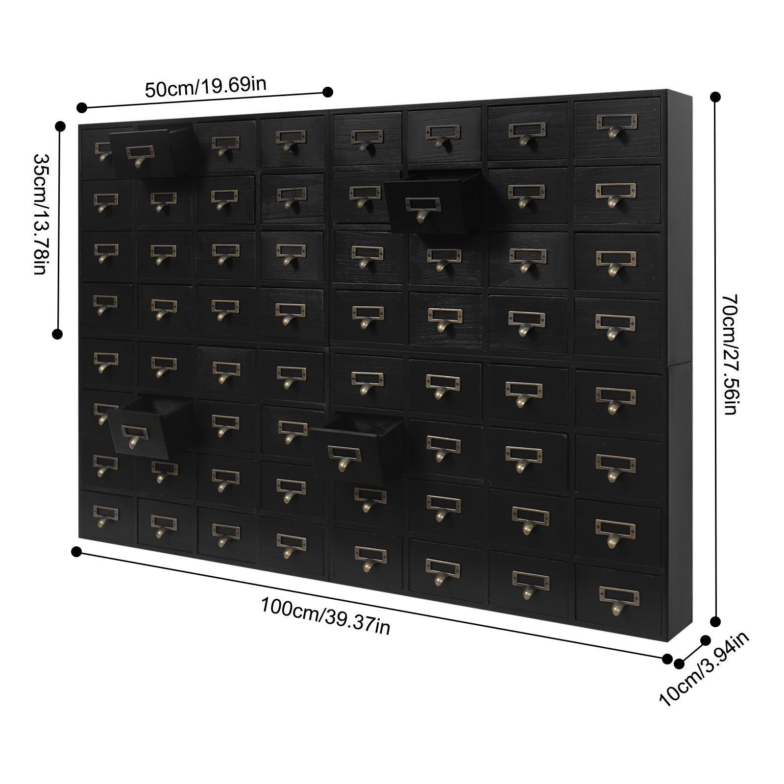 4 PCS 16-Drawer Black Cabinets Rectangle Storage Cabinet 64-Drawer Storage Box