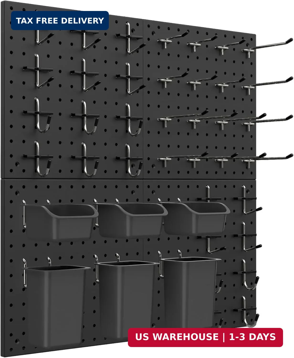 Peg Board Kit, Includes Pegboard and Accessories,with Hooks and Bins,Peg Board W