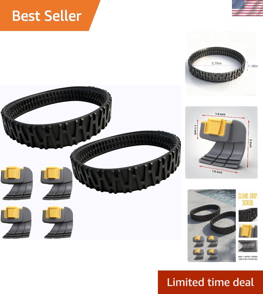 Upgrade Your Pool Cleaner: 4 Cyclonic Brushes & 2 Tracks for Optimal Performance