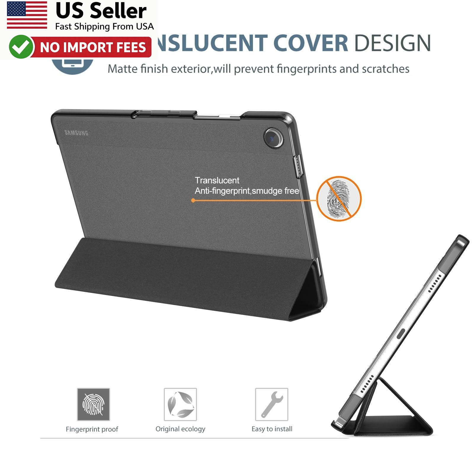 ProCase Galaxy Tab A11+ A9+ Plus 11 Inch Case Slim Stand Hard Shell Black FROM U