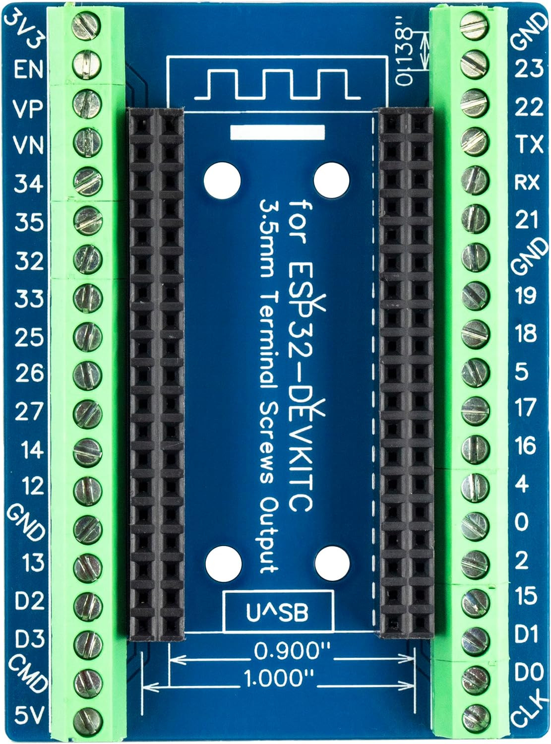 for ESP32 Breakout GPIO Expansion Board 3.5mm 0.14" Pitch Terminal for 0.9" or 1