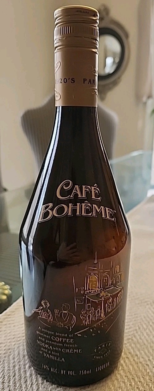 Café Bohȇme Empty Liqueur Bottle ~ 750 ml. ~ Paris 1920's Design